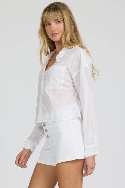 Adrianna Cropped Button Down White