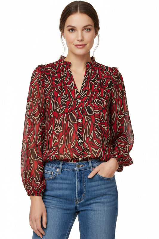 Long Sleeve Blouse with Pintucks