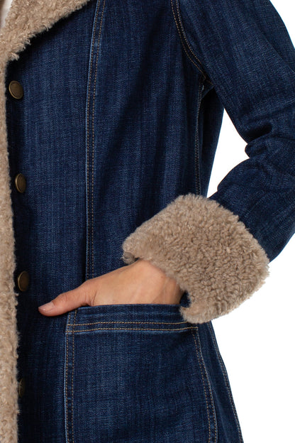 Sherpa Trim Denim Coat