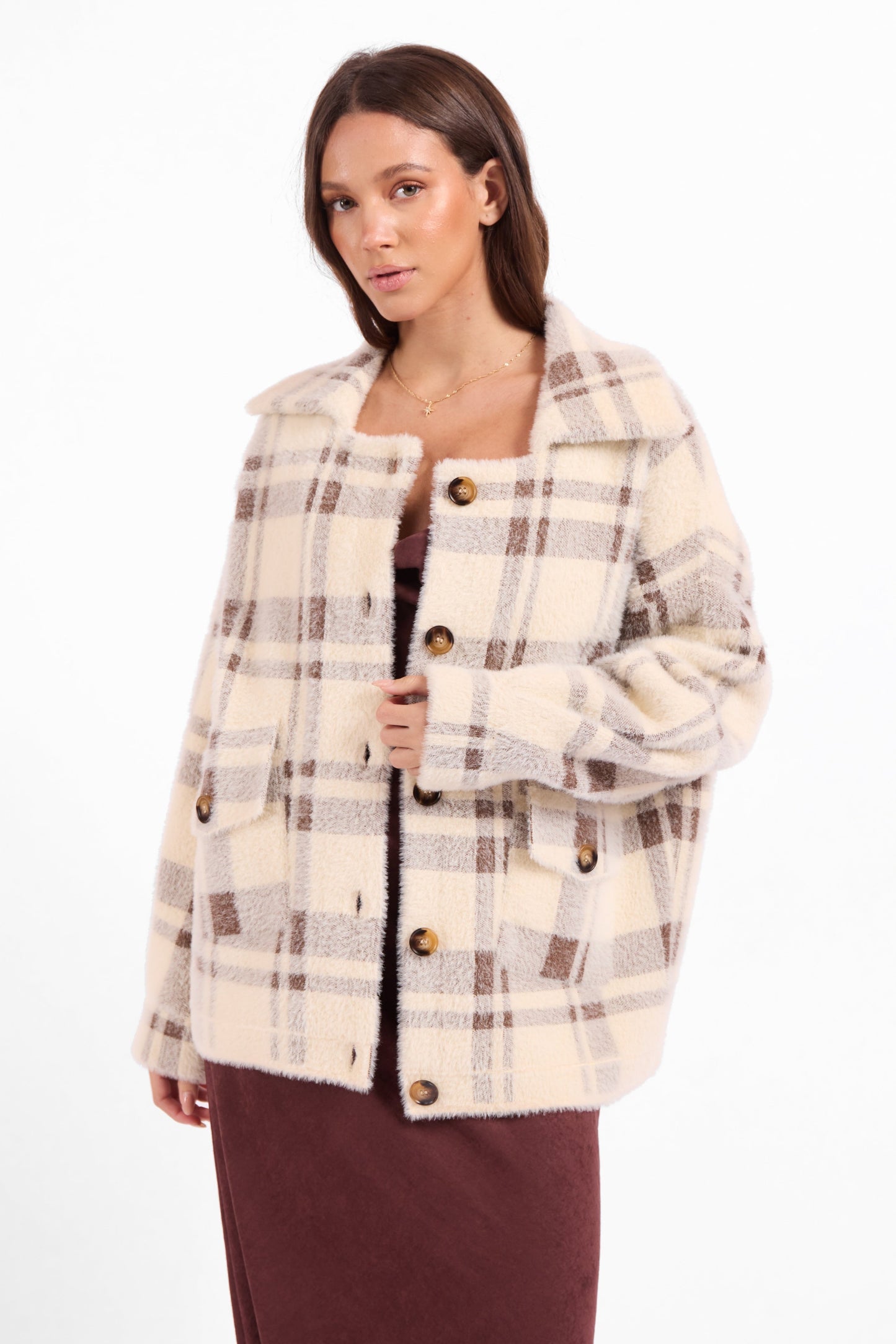 Lola Button Up Plaid Coat