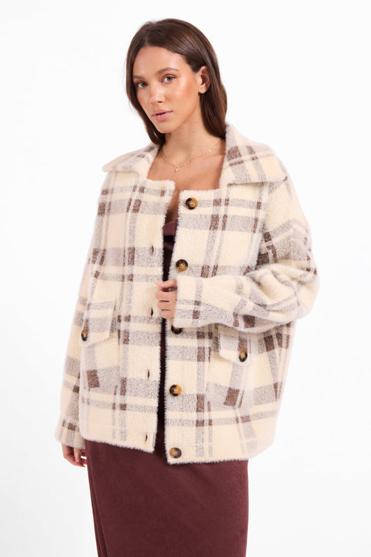 Lola Button Up Plaid Coat