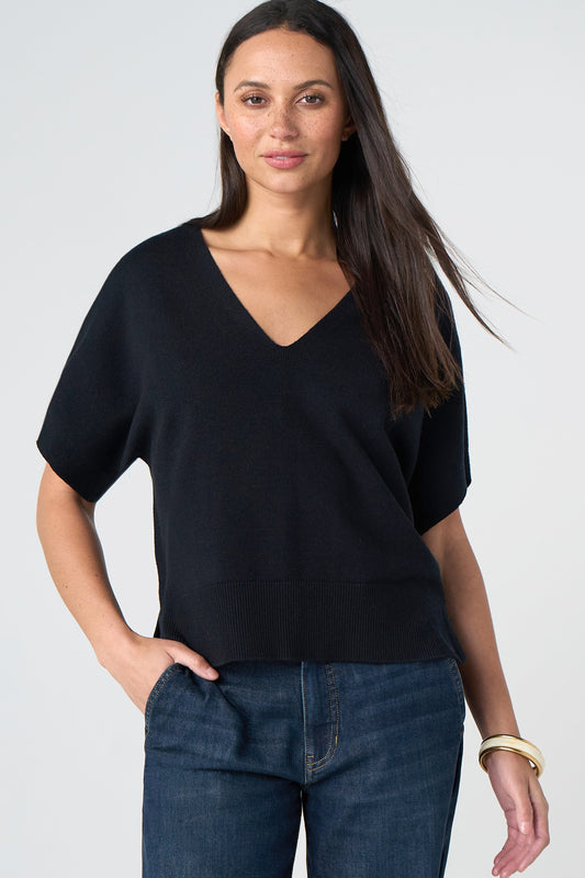 Dolman Sweaters with Step Hem Black