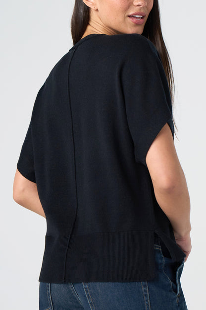 Dolman Sweaters with Step Hem Black