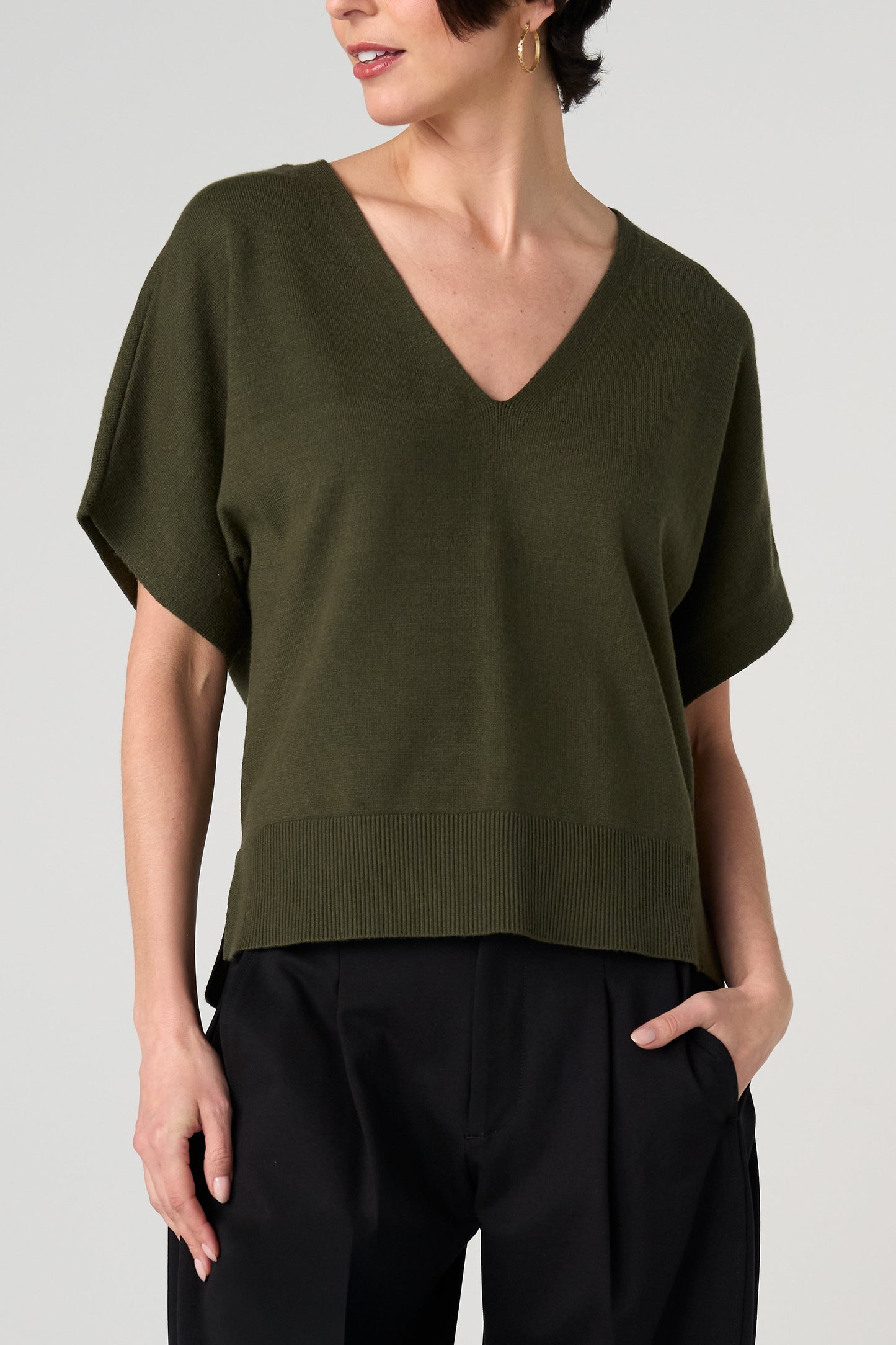 Dolman Sweaters with Step Hem Hunter Green