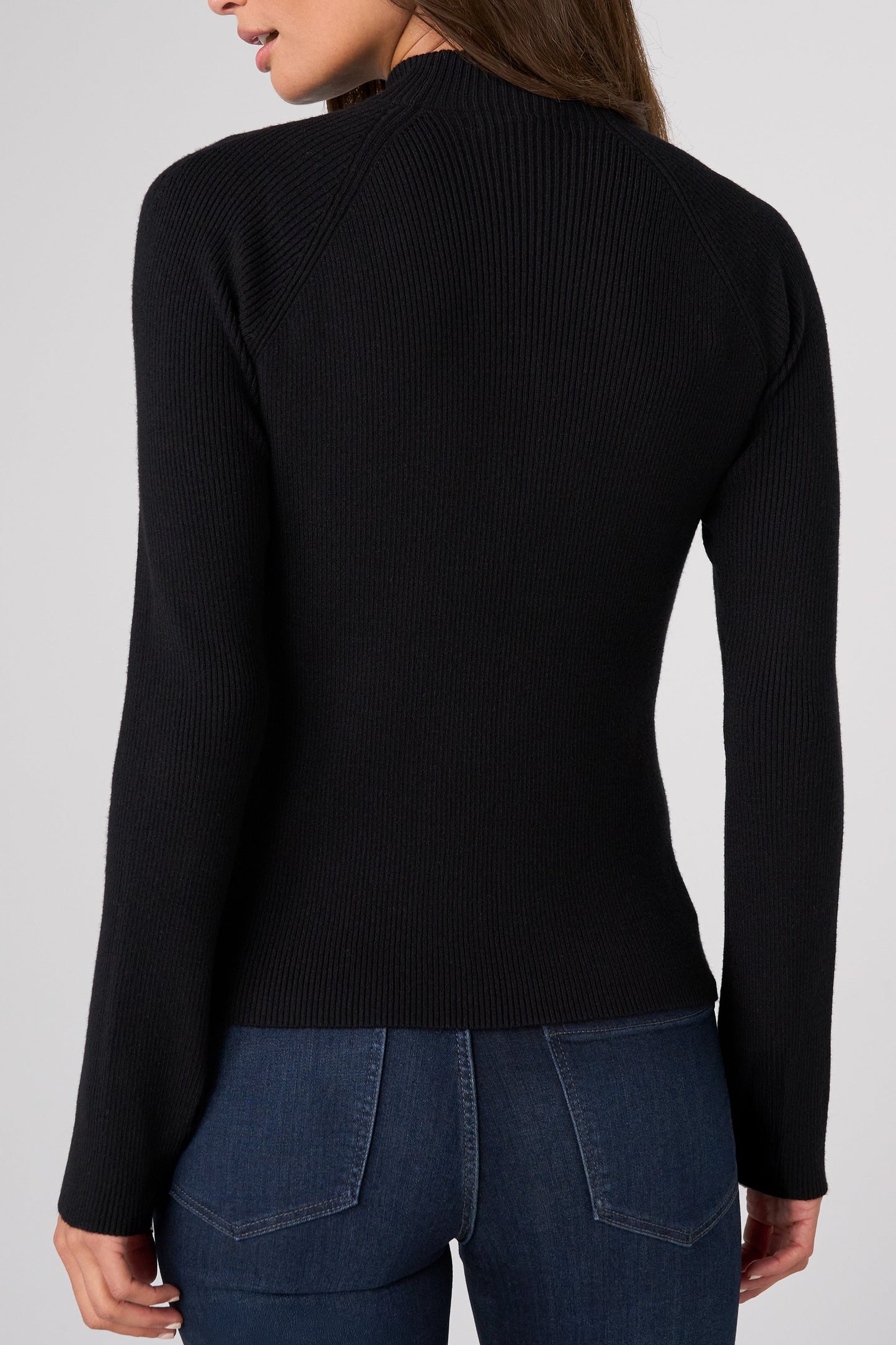Ribbed Mock Neck Sweater Black