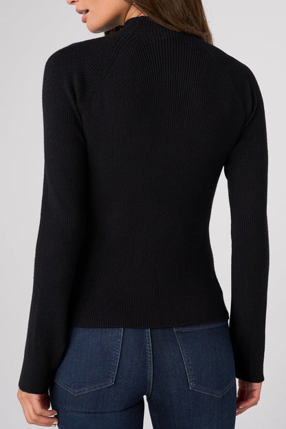 Ribbed Mock Neck Sweater Black