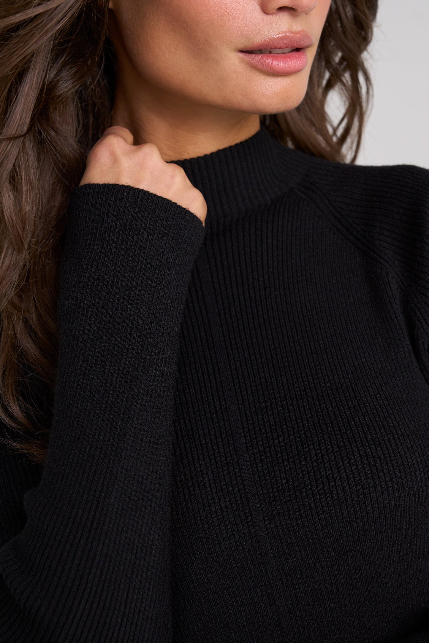Ribbed Mock Neck Sweater Black