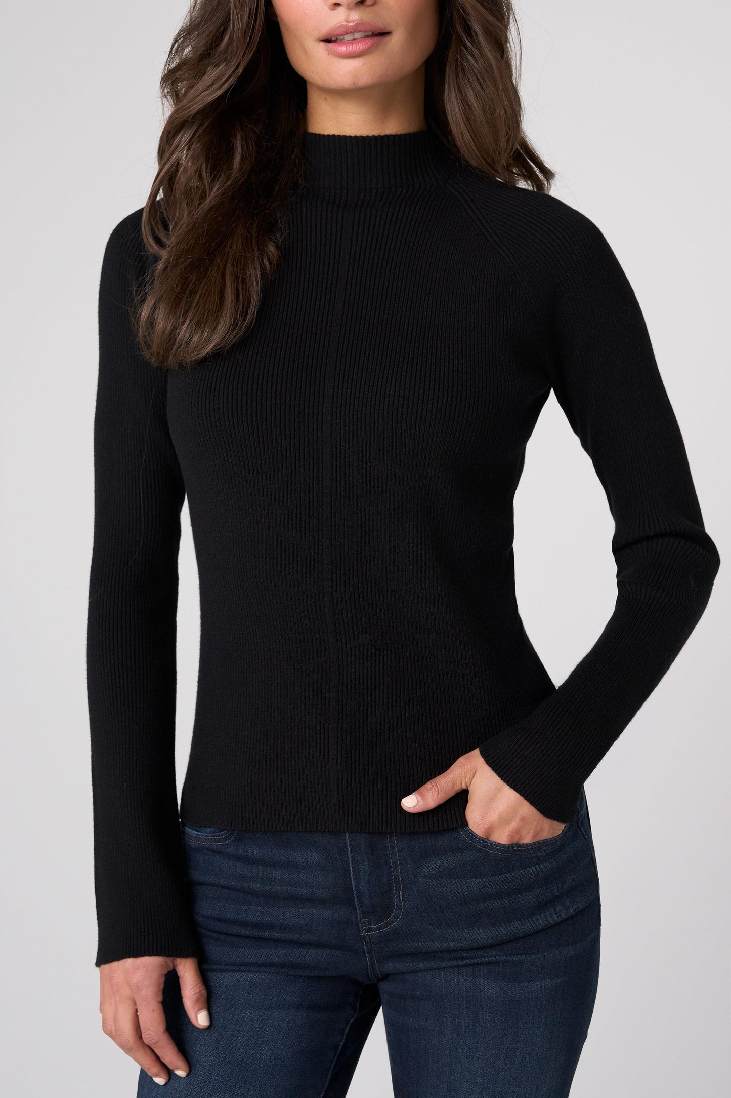 Ribbed Mock Neck Sweater Black