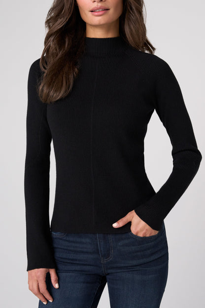 Ribbed Mock Neck Sweater Black