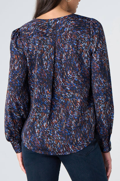 Hidden Placket V-Neck Blouse