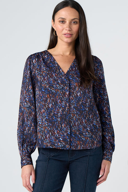 Hidden Placket V-Neck Blouse