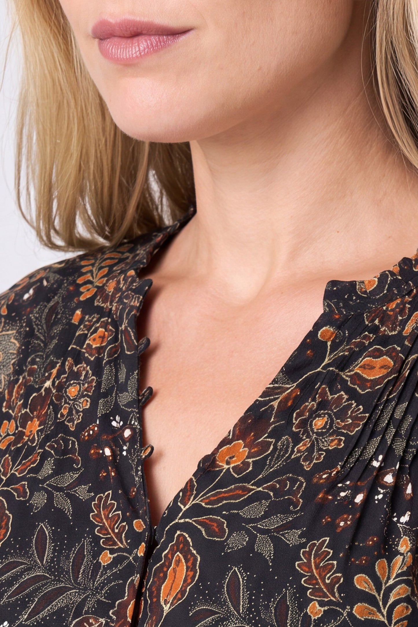 Long Sleeve Blouse with Pintucks