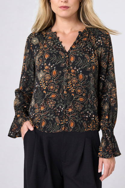 Long Sleeve Blouse with Pintucks
