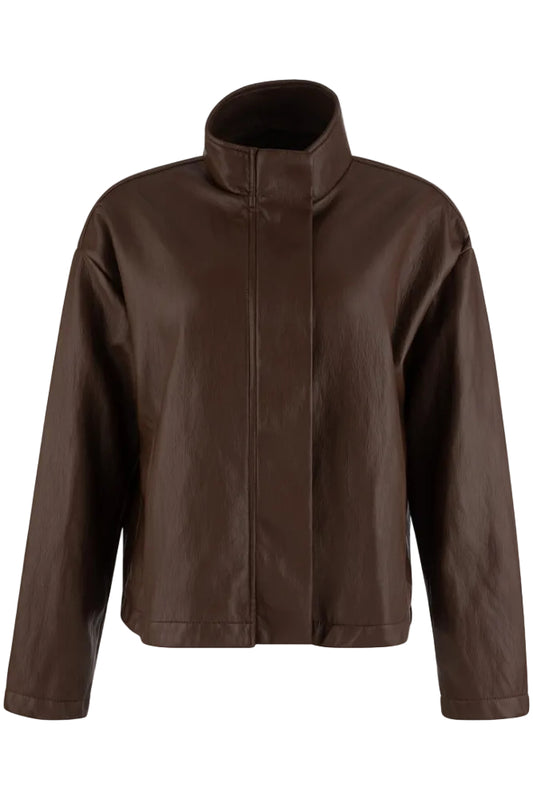Wren High Collar Faux Leather Jacket