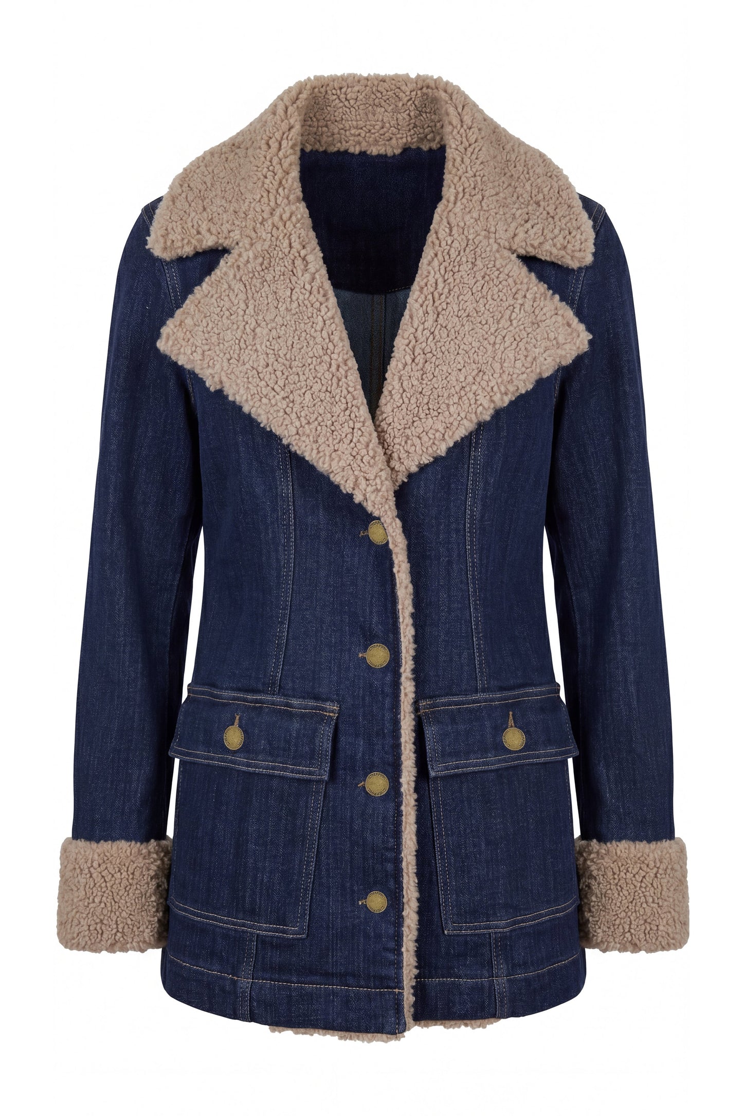 Sherpa Trim Denim 28" Coat