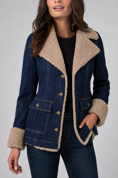 Sherpa Trim Denim 28" Coat