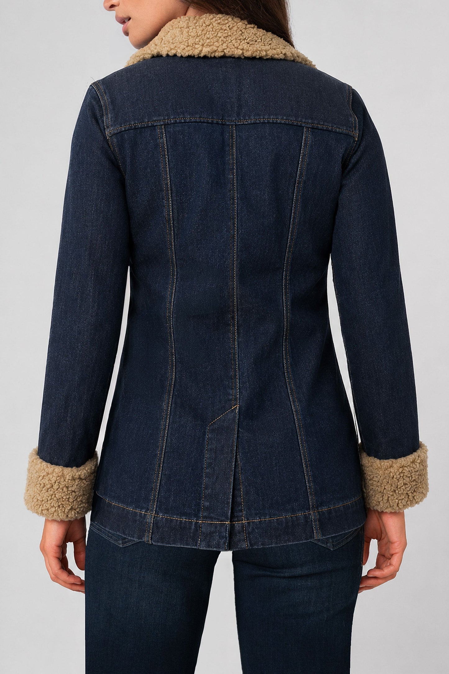 Sherpa Trim Denim 28" Coat