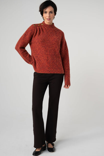 Mock Neck Sweater with Button Detail