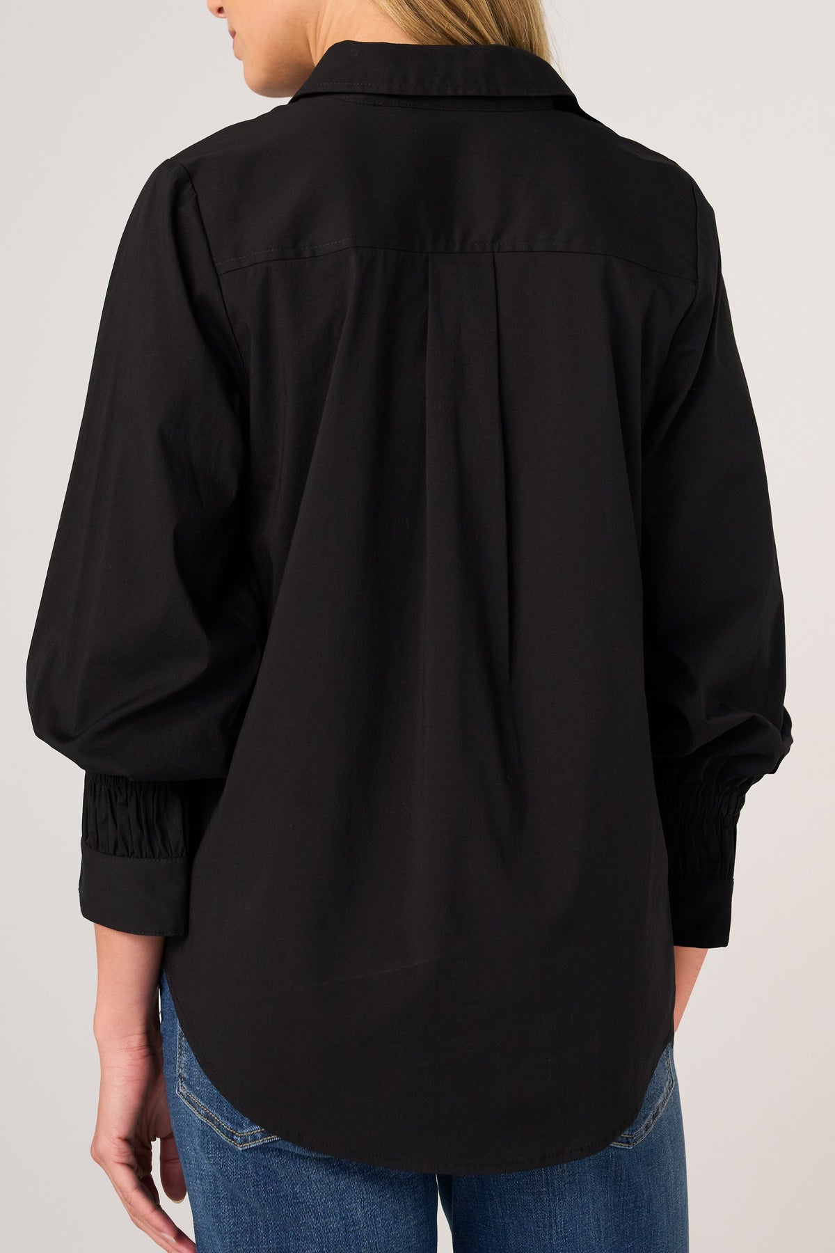 Adjustable Sleeve Button Down Black