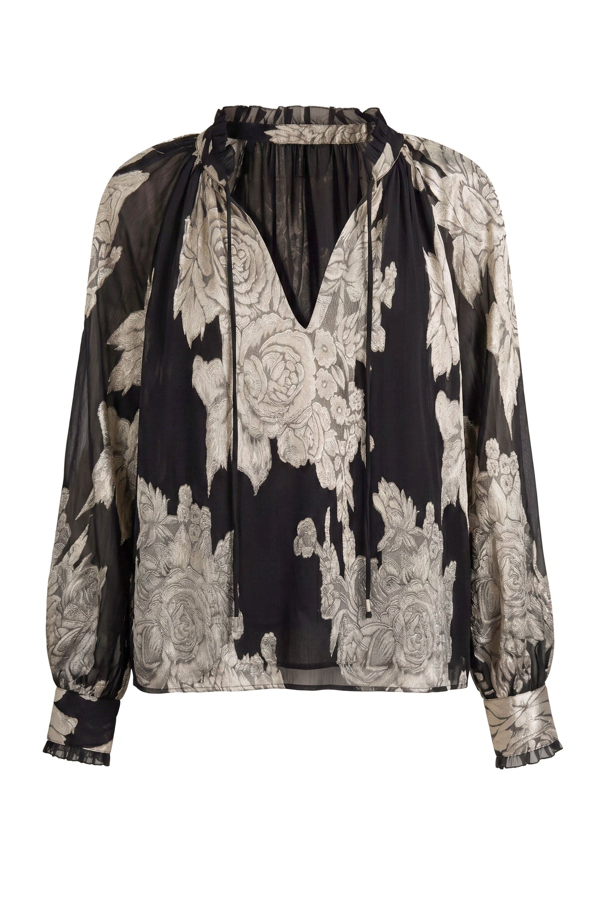 Floral Print Top with Ties