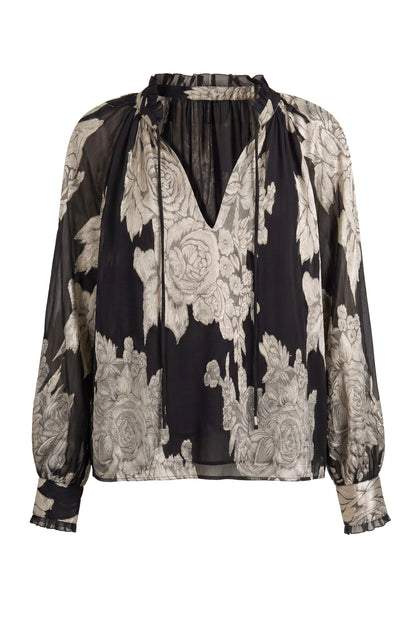 Floral Print Top with Ties