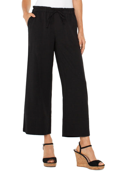 Tie Waist Wide Leg Pant Black