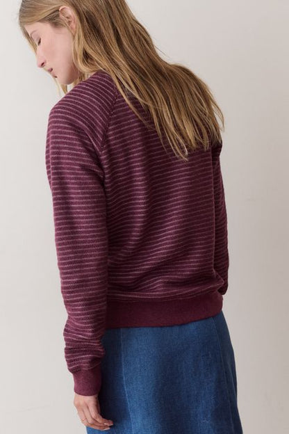 Juno Textured Raglan Cabernet Stripe