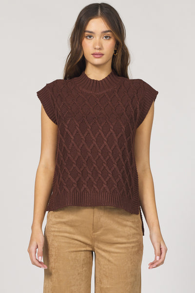 Briana Sleeveless Cable Weave Sweater