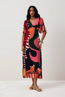 Klim Printed Neckline Midi Dress