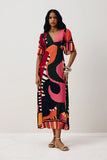 Klim Printed Neckline Midi Dress