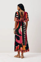 Klim Printed Neckline Midi Dress