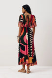 Klim Printed Neckline Midi Dress