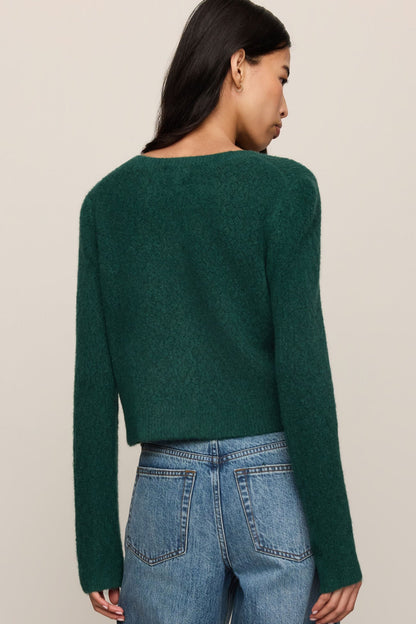 Medina Open Knit Cardigan Velvet Green