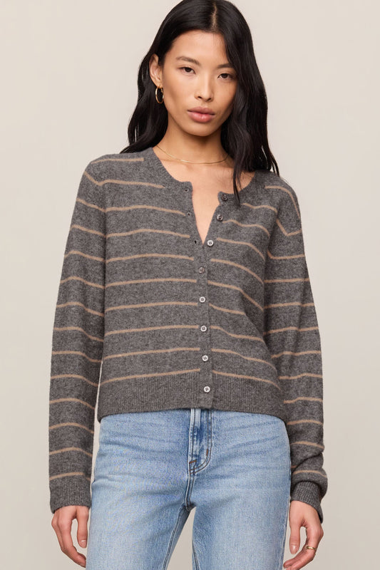Medina Stripe Cardigan Charcoal Heather