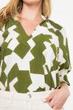 Geo Print Top Olive