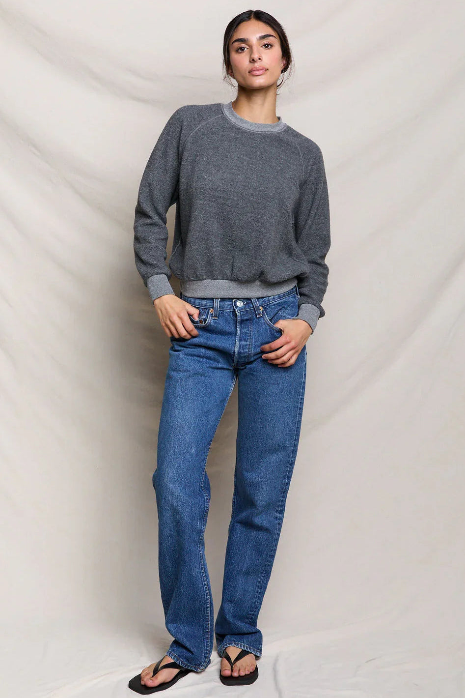 Ziggy Reverse Fleece Sweatshirt Dark Heather Grey