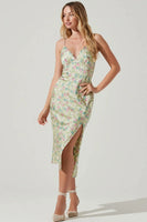 Lime Floral Sateen Dress
