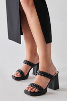 Black Ashby Braided Platform Heels