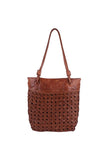 Cognac Clover Tote/Shoulder Bag