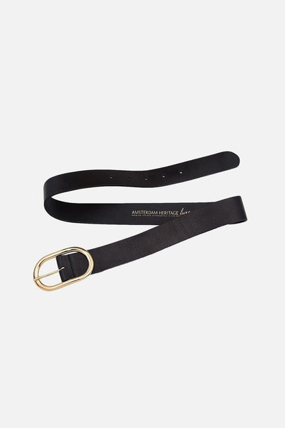 Black Daphne Oval Buckle Belt Black