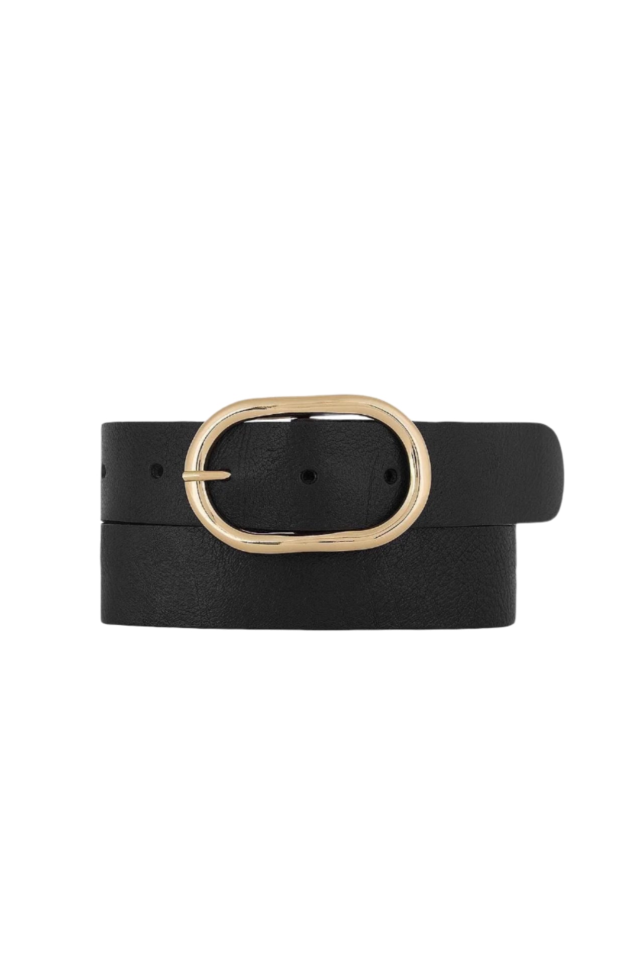 Black Daphne Oval Buckle Belt Black