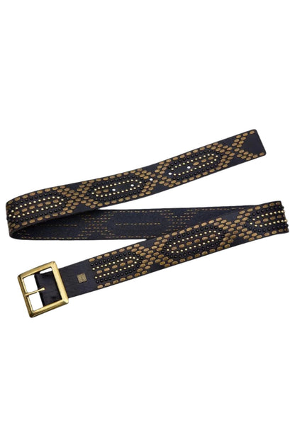 Daya Studded Leather Belt Black