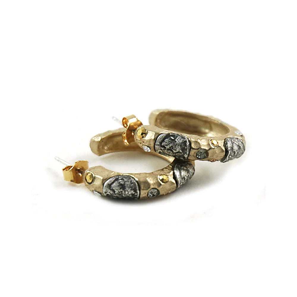 Small Gold Hammered Hoops