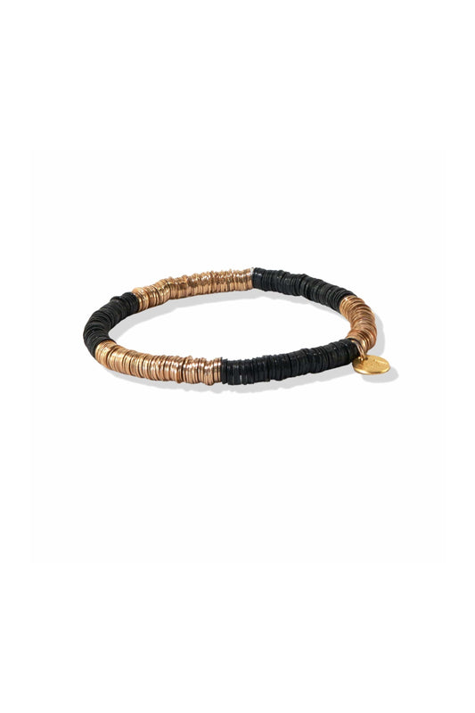 Black and Gold Color Block Stretch Bracelet