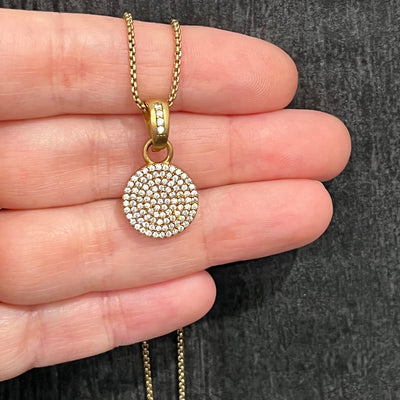 Gold Pave Disc Necklace