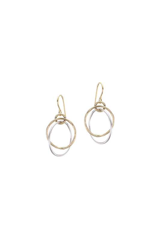 Interlocking Hammered Rings Earring