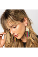 Muted Stripe Fringe Earrings