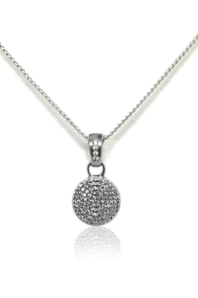 Silver Pave Disc Necklace