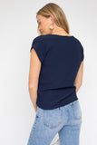 Navy Front Knot Top