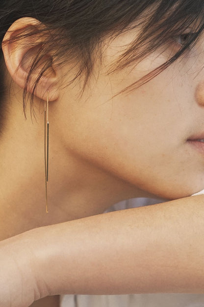 Gold Needle and Thread Earrings